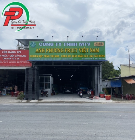 Bảng hiệu Alu Công ty sầu riêng tiền Giang