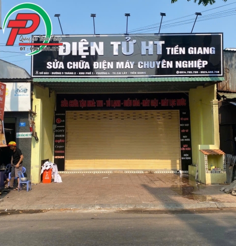 Bảng hiệu cửa hàng Điện Tử HT Tiền Giang